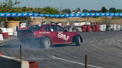 Car drifting on track Stock Photos