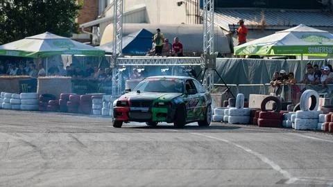 Car drifting on track Stock Photos