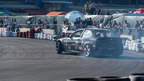 Car drifting on track Stock Photos