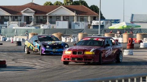 Car drifting on track Stock Photos