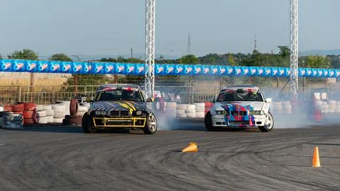 Car drifting on track Stock Photos