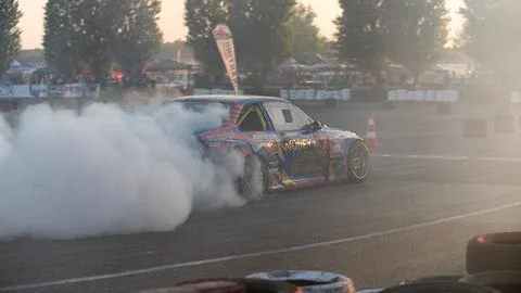 Car drifting on track Stock Photos