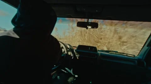 Car drive and drifting in corn field, interstellar inspired. Stock Footage 221348593