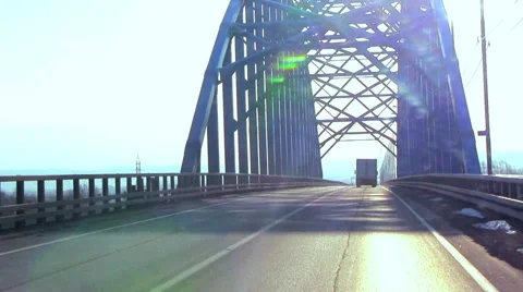 Car drive on the bridge Stock Footage 42357501