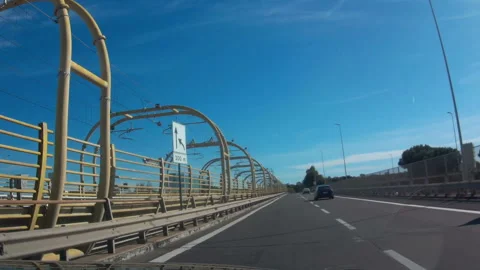 Car drive out from the bridge 스톡 동영상 102128995