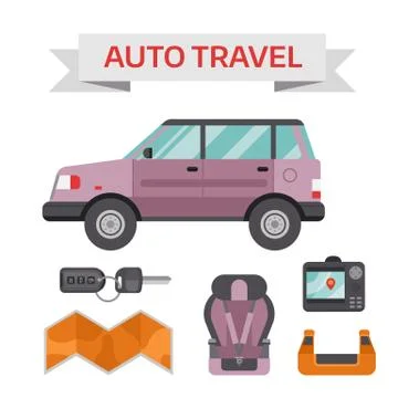 Car drive service elements concept with flat icons and mechanic equipment vector イラスト素材