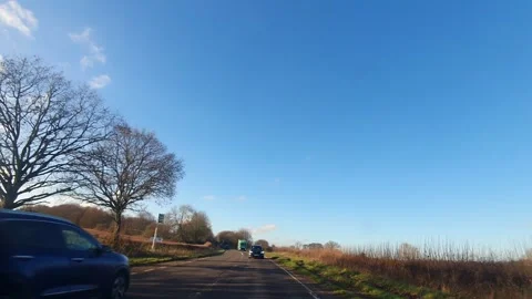 Car Drive Through British Rural Countryside Farms and Landscape Stock Footage 324783105