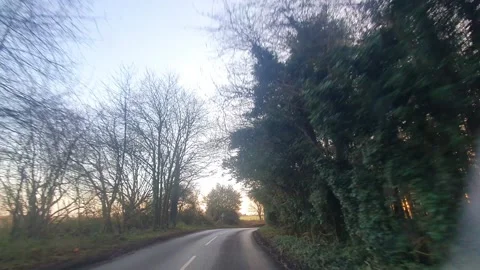 Car Drive Through British Rural Countryside Farms and Landscape Stock Footage 324829053