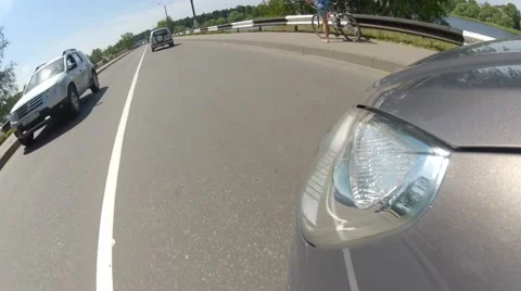 Car Drive Town River Bridge Stock Footage 40454927