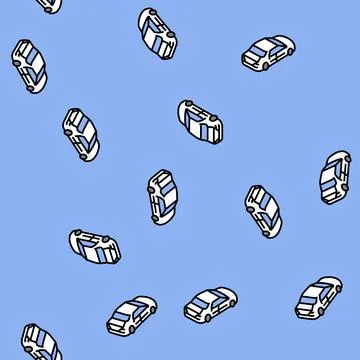 Car drive urban vector seamless pattern Stock Illustration