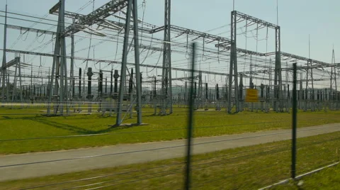 Car driven dolly view on Electricity Substation Vidéo 44903025
