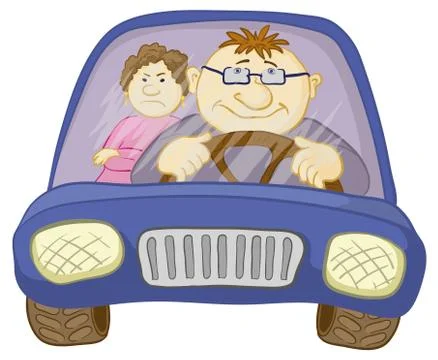 Car, driver and passenger Stock Illustration