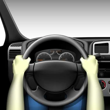 Car driver - car interior with dashboard and hands of driver, made with gradi Stock-Illustration