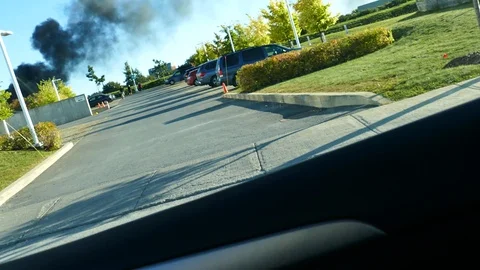 Car driver filming black smoke Stock Footage 119861655