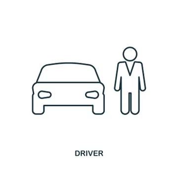 Car Driver icon. Outline style icon design. UI. Illustration of car driver icon Stock Illustration