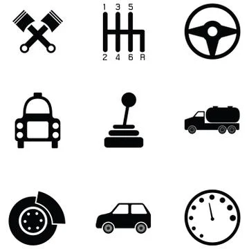 Car driver icon set Illustrazione stock