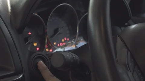 Car driver starting the engine Stock Footage 90438247