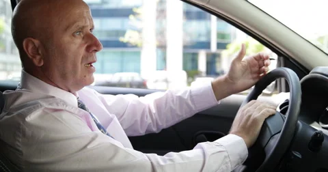 Car Driver Traffic Jam Rush Hour Nervous Gesturing Hand Irritated People Stock-Footage 59564198