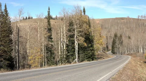 Car drives along high mountain road autumn 4K 031 Stock Footage 45243177