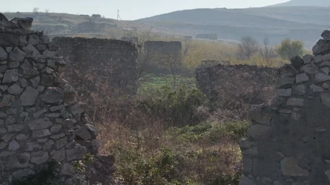 A Car Drives Along the Road Through an Abandoned Village Stock Footage 341979821