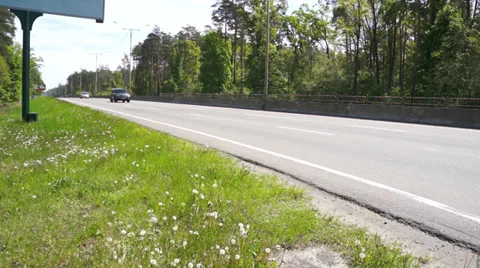A car drives on the highway. Tracking view Stock Footage 37914893