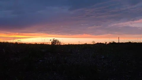 A car drives past against the backdrop of a sunset Stock Footage 337127709