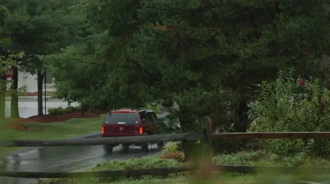 Car Drives in The Rain Stock Footage 40846258