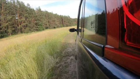 The car drives through the countryside. Stock Footage 157579622