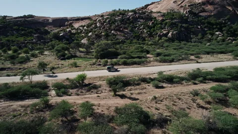 A Car Drives Through a Field Stock Footage 295028086