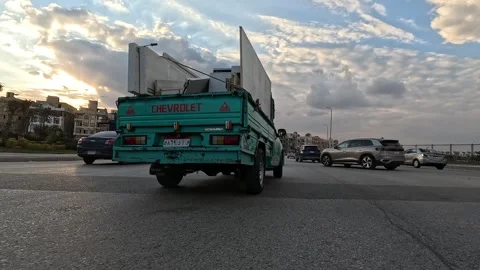 Car Driving Across Clean Roads New Cairo Showing Buildings Traffic Vehicles Stock Footage 329945862