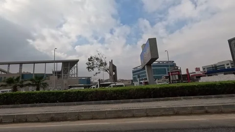 Car Driving Across Clean Roads New Cairo Showing Buildings Traffic Vehicles Stock Footage 330095607