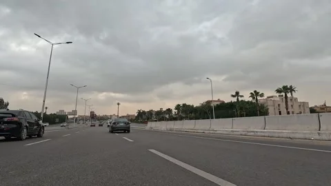 Car Driving Across Clean Roads New Cairo Showing Buildings Traffic Vehicles Stock Footage 330105225