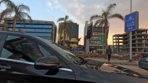 Car Driving Across Elegant Urban District New Cairo Showing Buildings Traffic Stock Footage 329901751