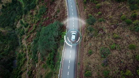 Car driving with AI-powered driver assistance interface Stock Footage 340194041