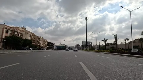 Car Driving Along Smooth Roads New Cairo Showing Buildings Traffic And City Stock Footage 330114726