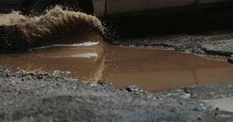 The car is driving on a bad road Stock Footage 134574623