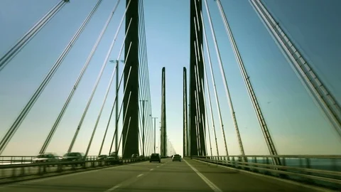 Car driving on bridge. Stock Footage 93698433