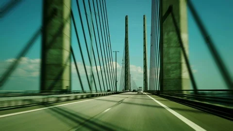 Car driving on bridge. Stock Footage 93698510