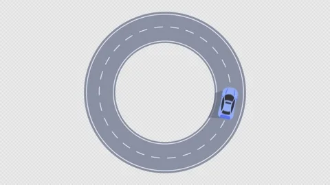 Car driving in circular road loop animation transparent background 動画素材 332340940