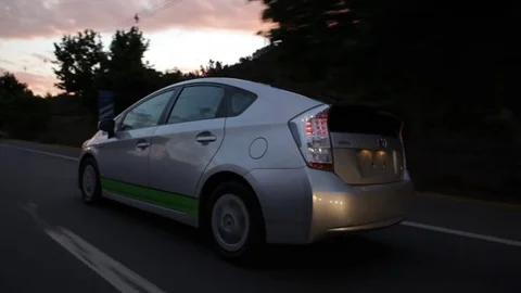 Car driving on city freeway Stock Footage 77052371