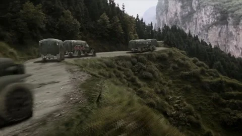 Car driving on cliff Stock Footage 261633643