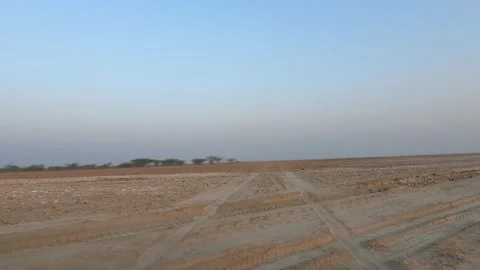 Car driving in a desert, Panoramic video Stock Footage 232446989