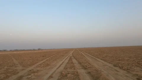 Car driving in a desert, Panoramic video Stock Footage 232447014