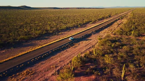 Car driving in desertic road Stock Footage 341051846