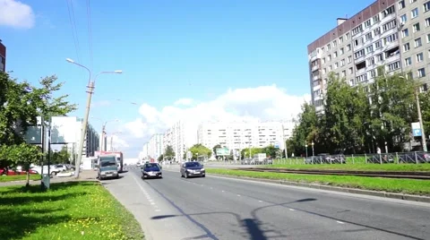 Car Driving Down Main Street Stock Footage 45102056