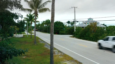 Car Driving Down a Road in the Florida Keys Video stock 127002230
