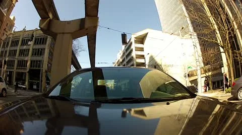 Car driving in downtown Stock Footage 10843568