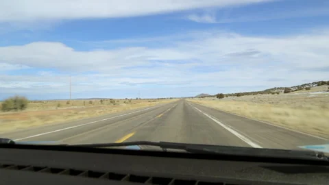 Car driving on an empty U.S road, the Arizona State Route 66, USA Stock Footage 160624042