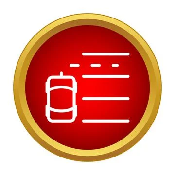 Car driving fast concept icon on red background Stock Illustration