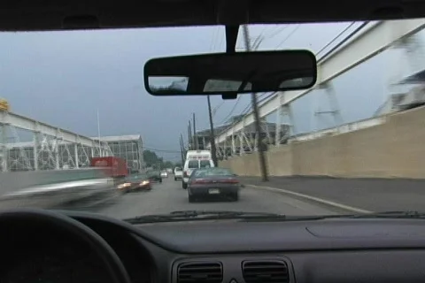 Car Driving Fast With Driver's Hand Stock Footage 360514